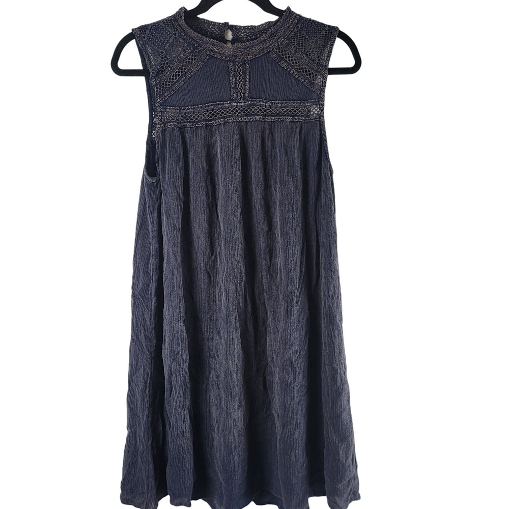Sinuous Mini Dress M Womens‎ Blue Sleeveless Crew Above Knee Lace Fairy Coquette